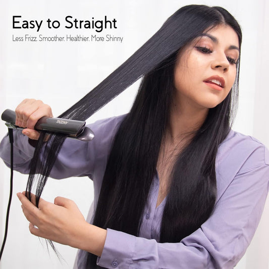 Ionic Hair Straightener and Curler 2 in 1, Professional Flat Iron Ceramic Titanium Straightening Curling Iron in One, Fast Heating Dual Voltage Travel Styling Tools with Auto Shut-Off