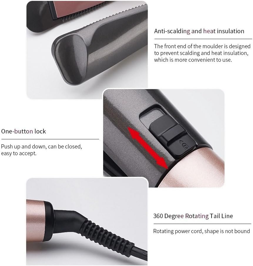 2 in 1 Hair Straightener and Curler, Hair Straighteners for Women with Adjustable Temperature LCD Display, Pro Titanium Flat Iron Hair Straightener for Curl/Wave/Straighten Hair(Black)