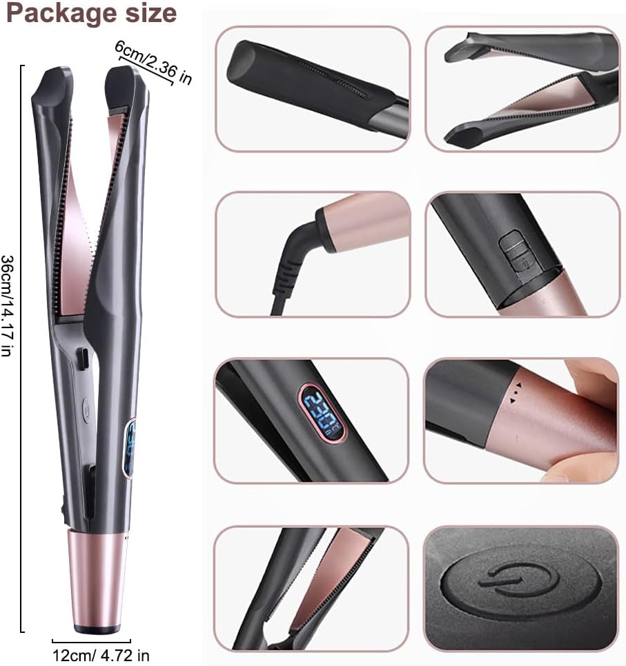 2 in 1 Hair Straightener and Curler, Hair Straighteners for Women with Adjustable Temperature LCD Display, Pro Titanium Flat Iron Hair Straightener for Curl/Wave/Straighten Hair(Black)