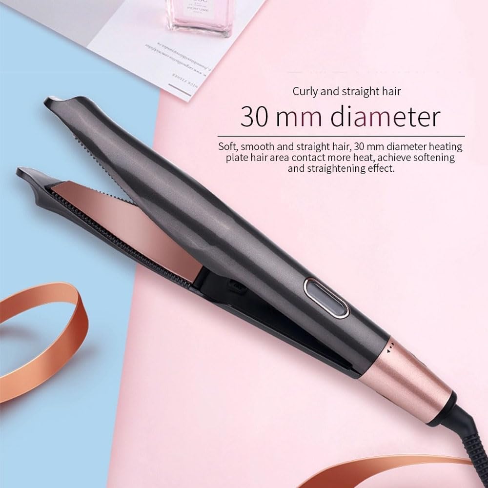 2 in 1 Hair Straightener and Curler, Hair Straighteners for Women with Adjustable Temperature LCD Display, Pro Titanium Flat Iron Hair Straightener for Curl/Wave/Straighten Hair(Black)