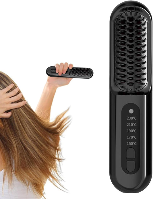 Hair Straightener | Hair Brush Straightener | Hair Straightener Brush, Rechargeable Ion Hot Straightener Styling Comb | Anti-Scald, 5 Temp Settings, Hair Styling Tools for Home Salon Use