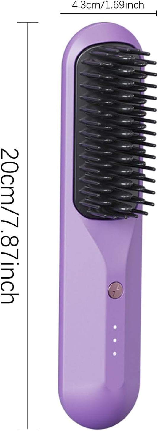 Hair Straightener,Electric Hot Comb Hair Straightener, USB Rechargeable Hair Straightening Brush, Flat Iron Comb with Comb Tooth, 3 Temps, Anti-Scald for Fine, Soft, Frizzy Hair, Travel or Home